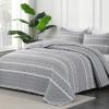 imageAndency Black Oversized Super King Plus Quilt Set 3 Pieces Boho Lightweight Soft Striped Bedspread for All Season 128x120 Printed Bohemian Polyester Reversible Coverlet Comforter Sets01  Grey