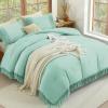 imageAndency Comforter King Size Set Khaki 3 Pieces Boho Tassel Lightweight Fluffy Bedding Comforters amp Sets Soft All Season Bed Set 104x90In Comforter amp 2 PillowcasesMint
