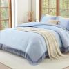 imageAndency Comforter King Size Set Khaki 3 Pieces Boho Tassel Lightweight Fluffy Bedding Comforters amp Sets Soft All Season Bed Set 104x90In Comforter amp 2 PillowcasesLight Blue