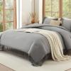 imageAndency Comforter King Size Set Khaki 3 Pieces Boho Tassel Lightweight Fluffy Bedding Comforters amp Sets Soft All Season Bed Set 104x90In Comforter amp 2 PillowcasesMedium Grey