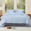 imageAndency Comforter King Size Set Khaki 3 Pieces Boho Tassel Lightweight Fluffy Bedding Comforters amp Sets Soft All Season Bed Set 104x90In Comforter amp 2 PillowcasesLight Blue