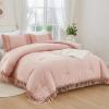 imageAndency Comforter King Size Set Khaki 3 Pieces Boho Tassel Lightweight Fluffy Bedding Comforters amp Sets Soft All Season Bed Set 104x90In Comforter amp 2 PillowcasesPink