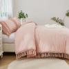 imageAndency Comforter King Size Set Khaki 3 Pieces Boho Tassel Lightweight Fluffy Bedding Comforters amp Sets Soft All Season Bed Set 104x90In Comforter amp 2 PillowcasesPink