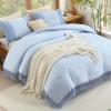imageAndency Comforter King Size Set Khaki 3 Pieces Boho Tassel Lightweight Fluffy Bedding Comforters amp Sets Soft All Season Bed Set 104x90In Comforter amp 2 PillowcasesLight Blue