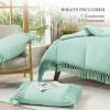 imageAndency Comforter King Size Set Khaki 3 Pieces Boho Tassel Lightweight Fluffy Bedding Comforters amp Sets Soft All Season Bed Set 104x90In Comforter amp 2 PillowcasesMint