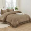 imageAndency Comforter King Size Set Khaki 3 Pieces Boho Tassel Lightweight Fluffy Bedding Comforters amp Sets Soft All Season Bed Set 104x90In Comforter amp 2 PillowcasesTaupe