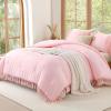 imageAndency Comforter King Size Set Khaki 3 Pieces Boho Tassel Lightweight Fluffy Bedding Comforters amp Sets Soft All Season Bed Set 104x90In Comforter amp 2 PillowcasesLight Pink