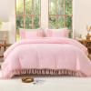 imageAndency Comforter King Size Set Khaki 3 Pieces Boho Tassel Lightweight Fluffy Bedding Comforters amp Sets Soft All Season Bed Set 104x90In Comforter amp 2 PillowcasesLight Pink
