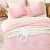 imageAndency Comforter King Size Set Khaki 3 Pieces Boho Tassel Lightweight Fluffy Bedding Comforters amp Sets Soft All Season Bed Set 104x90In Comforter amp 2 PillowcasesLight Pink