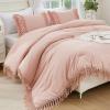 imageAndency Comforter King Size Set Khaki 3 Pieces Boho Tassel Lightweight Fluffy Bedding Comforters amp Sets Soft All Season Bed Set 104x90In Comforter amp 2 PillowcasesPink