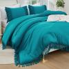 imageAndency Comforter King Size Set Khaki 3 Pieces Boho Tassel Lightweight Fluffy Bedding Comforters amp Sets Soft All Season Bed Set 104x90In Comforter amp 2 PillowcasesTurquoise
