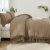 imageAndency Comforter King Size Set Khaki 3 Pieces Boho Tassel Lightweight Fluffy Bedding Comforters amp Sets Soft All Season Bed Set 104x90In Comforter amp 2 PillowcasesTaupe