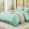 imageAndency Comforter King Size Set Khaki 3 Pieces Boho Tassel Lightweight Fluffy Bedding Comforters amp Sets Soft All Season Bed Set 104x90In Comforter amp 2 PillowcasesMint