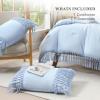 imageAndency Comforter King Size Set Khaki 3 Pieces Boho Tassel Lightweight Fluffy Bedding Comforters amp Sets Soft All Season Bed Set 104x90In Comforter amp 2 PillowcasesLight Blue