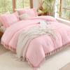imageAndency Comforter King Size Set Khaki 3 Pieces Boho Tassel Lightweight Fluffy Bedding Comforters amp Sets Soft All Season Bed Set 104x90In Comforter amp 2 PillowcasesLight Pink