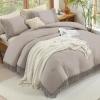 imageAndency Comforter King Size Set Khaki 3 Pieces Boho Tassel Lightweight Fluffy Bedding Comforters amp Sets Soft All Season Bed Set 104x90In Comforter amp 2 PillowcasesHeather Grey