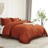 imageAndency Comforter King Size Set Khaki 3 Pieces Boho Tassel Lightweight Fluffy Bedding Comforters amp Sets Soft All Season Bed Set 104x90In Comforter amp 2 PillowcasesTerracotta