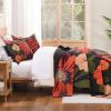 imageAndency Floral Boho Quilt King Size Bedding Set Brown Black 3 Pieces Farmhouse Flower Botanical Summer Bedspreads with 2 Shams Soft Reversible Lightweight Polyester Coverlet Set 106x96Crimson Bloom