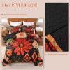 imageAndency Floral Boho Quilt King Size Bedding Set Brown Black 3 Pieces Farmhouse Flower Botanical Summer Bedspreads with 2 Shams Soft Reversible Lightweight Polyester Coverlet Set 106x96Crimson Bloom