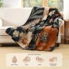 imageAndency Floral Boho Quilt King Size Bedding Set Brown Black 3 Pieces Farmhouse Flower Botanical Summer Bedspreads with 2 Shams Soft Reversible Lightweight Polyester Coverlet Set 106x96Warm Amber