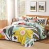 imageAndency Floral Boho Quilt King Size Bedding Set Brown Black 3 Pieces Farmhouse Flower Botanical Summer Bedspreads with 2 Shams Soft Reversible Lightweight Polyester Coverlet Set 106x96Mint Breeze