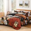 imageAndency Floral Boho Quilt King Size Bedding Set Brown Black 3 Pieces Farmhouse Flower Botanical Summer Bedspreads with 2 Shams Soft Reversible Lightweight Polyester Coverlet Set 106x96Vintage Garden