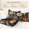 imageAndency Floral Boho Quilt King Size Bedding Set Brown Black 3 Pieces Farmhouse Flower Botanical Summer Bedspreads with 2 Shams Soft Reversible Lightweight Polyester Coverlet Set 106x96Warm Amber