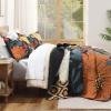 imageAndency Floral Boho Quilt King Size Bedding Set Brown Black 3 Pieces Farmhouse Flower Botanical Summer Bedspreads with 2 Shams Soft Reversible Lightweight Polyester Coverlet Set 106x96Floral Noir