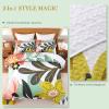 imageAndency Floral Boho Quilt King Size Bedding Set Brown Black 3 Pieces Farmhouse Flower Botanical Summer Bedspreads with 2 Shams Soft Reversible Lightweight Polyester Coverlet Set 106x96Mint Breeze