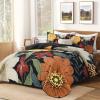 imageAndency Floral Boho Quilt King Size Bedding Set Brown Black 3 Pieces Farmhouse Flower Botanical Summer Bedspreads with 2 Shams Soft Reversible Lightweight Polyester Coverlet Set 106x96Floral Noir