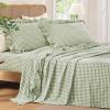 imageAndency Beige Full Size Cotton Gingham Sheets Set Soft Breathable 100 Washed Cotton Cream Plaid Ruffle Sheet for Full Size Bed 3 Pieces Classic Aesthetic Shabby Chic Farmhouse Room Decor Bedding03  Sage Green