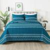 imageAndency Black Oversized Super King Plus Quilt Set 3 Pieces Boho Lightweight Soft Striped Bedspread for All Season 128x120 Printed Bohemian Polyester Reversible Coverlet Comforter Sets07  Teal