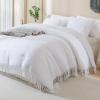 imageAndency Comforter King Size Set Khaki 3 Pieces Boho Tassel Lightweight Fluffy Bedding Comforters amp Sets Soft All Season Bed Set 104x90In Comforter amp 2 PillowcasesWhite