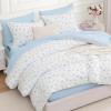 imageAndency Floral Comforter Set 5 Pieces Cute Blue Bedding Sets Cottagecore Flower Dorm Bedding Soft Lightweight Twin Kids Bed Comforter with Sheets Pillowcases amp Shams for Teen Girls White BlueWhite  Blue