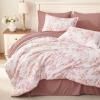 imageAndency Floral Comforter Set Queen Size 7 Pieces Pink Flower Lightweight Bedding Set for All Seasons Soft Vintage Bed in a Bag with Comforter Sheets Pillowcases amp ShamsMisty Pink