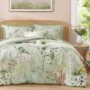imageAndency Twin Size 5 Piece Reversible Bed in a Bag  Botanical Floral amp Gingham Comforter Set Farmhouse Vintage Rustic ComforterBrownSage