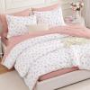 imageAndency Floral Comforter Set 5 Pieces Cute Pink Bedding Sets Coquette Cottagecore Flower Dorm Bedding Soft Lightweight Kids Bed Twin Comforter with Sheets Pillowcases amp Shams for Teen GirlsBlush