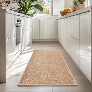 imageAndency Boho Runner Rug Machine Washable Kitchen Rugs Rubber Backed Braided Mats for Entryways Hallways Laundry Areas and Bedrooms 20 x 70 TanBrown