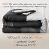 imageAndency Stripe Comforter Set Full Size 79x90 Inch 3 Pieces Teal Patchwork Striped Bed Set Soft Down Alternative Bedding Set with Corner LoopsBlack Gray