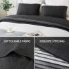 imageAndency Stripe Comforter Set Full Size 79x90 Inch 3 Pieces Teal Patchwork Striped Bed Set Soft Down Alternative Bedding Set with Corner LoopsBlack Gray