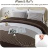 imageAndency Stripe Comforter Set Full Size 79x90 Inch 3 Pieces Teal Patchwork Striped Bed Set Soft Down Alternative Bedding Set with Corner LoopsDark Brown