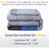 imageAndency Stripe Comforter Set Full Size 79x90 Inch 3 Pieces Teal Patchwork Striped Bed Set Soft Down Alternative Bedding Set with Corner LoopsGray Blue