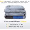 imageAndency Stripe Comforter Set Full Size 79x90 Inch 3 Pieces Teal Patchwork Striped Bed Set Soft Down Alternative Bedding Set with Corner LoopsGray Blue