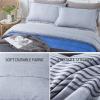 imageAndency Stripe Comforter Set Full Size 79x90 Inch 3 Pieces Teal Patchwork Striped Bed Set Soft Down Alternative Bedding Set with Corner LoopsGray Blue