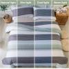 imageAndency Stripe Comforter Set Full Size 79x90 Inch 3 Pieces Teal Patchwork Striped Bed Set Soft Down Alternative Bedding Set with Corner LoopsMint Green