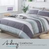 imageAndency Stripe Comforter Set Full Size 79x90 Inch 3 Pieces Teal Patchwork Striped Bed Set Soft Down Alternative Bedding Set with Corner LoopsMint Green