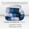 imageAndency Stripe Comforter Set Full Size 79x90 Inch 3 Pieces Teal Patchwork Striped Bed Set Soft Down Alternative Bedding Set with Corner LoopsNavy