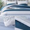 imageAndency Stripe Comforter Set Full Size 79x90 Inch 3 Pieces Teal Patchwork Striped Bed Set Soft Down Alternative Bedding Set with Corner LoopsNavy