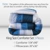 imageAndency Stripe Comforter Set Full Size 79x90 Inch 3 Pieces Teal Patchwork Striped Bed Set Soft Down Alternative Bedding Set with Corner LoopsNavy