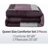 imageAndency Stripe Comforter Set Full Size 79x90 Inch 3 Pieces Teal Patchwork Striped Bed Set Soft Down Alternative Bedding Set with Corner LoopsPurple Gray